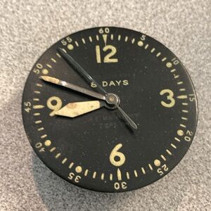 Vintage Waltham 8 Days aviation clock instrument panel gauge, cold war era?